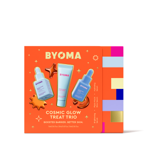 BYOMA Cosmic Glow Treat Trio, Barrier‑Boosting Brightening Skincare Set with Hydrating Serum, Glow Serum & Moisturizing Rich Cream Mini Sizes