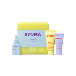 BYOMA So Bright Set Barrier Repair Brightening Skincare Trio, Includes Creamy Jelly Cleanser 30ml, Brightening Serum 15ml & Rich Cream Moisturiser 15ml for Dull Skin